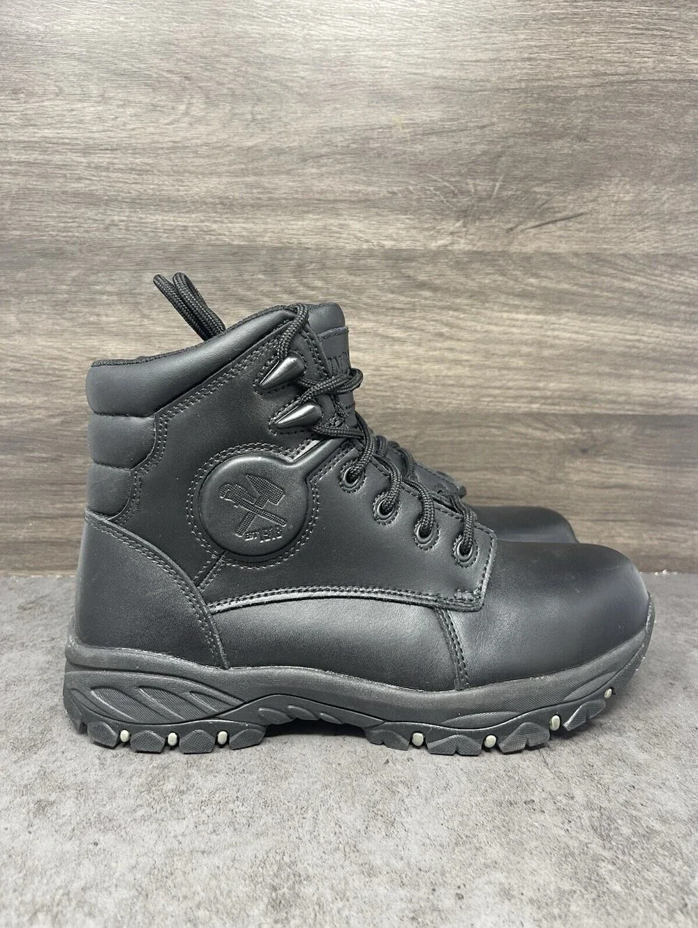 Iron Age Men’s Black Steel Toe EH SR Leather Work Boots Size 7.5 Tactical Safety